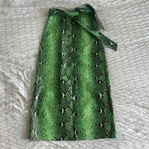Vegan leather snakeskin midi skirt